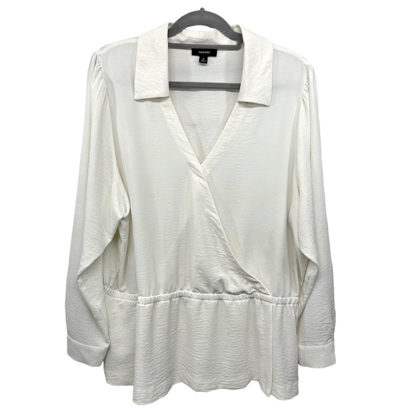 ALFANI Blouse V-Neck Wrap Stretch Waist Long Sleeve Cuffed Collar Plus Sz - Picture 1 of 12